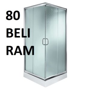 OBIČNA TUŠ KABINA 80X80 VISINE 185 GRIZ KALJENO STAKLO 4mm BELI RAM – MINOTTI