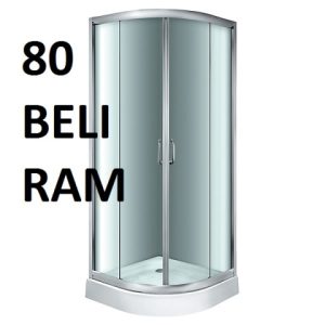 OBIČNA TUŠ KABINA R80 VISINE 185 GRIZ KALJENO STAKLO 4mm BELI RAM – MINOTTI