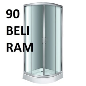 OBIČNA TUŠ KABINA R90 VISINE 185 GRIZ KALJENO STAKLO 4mm BELI RAM – MINOTTI