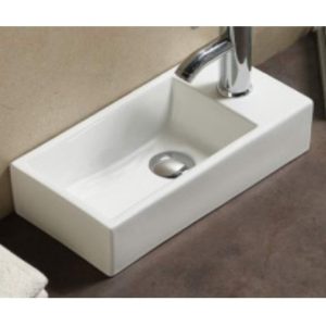 LAVABO NADGRADNI NA RAVNU PLOČU 7014L 405X205 LEVI BELI VISOKI SJAJ – MINOTTI