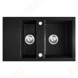 SUDOPERA GRANITNA FERRO 790X480 1.5D CRNA SA POP-UP SIFONOM fi90