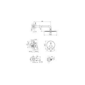 S2 STOLZ-2 BATERIJA ZLATNA UZIDNA SA IZLIVOM (RUČNI I ZIDNI TUŠ) (MODEL 2) – ROSAN